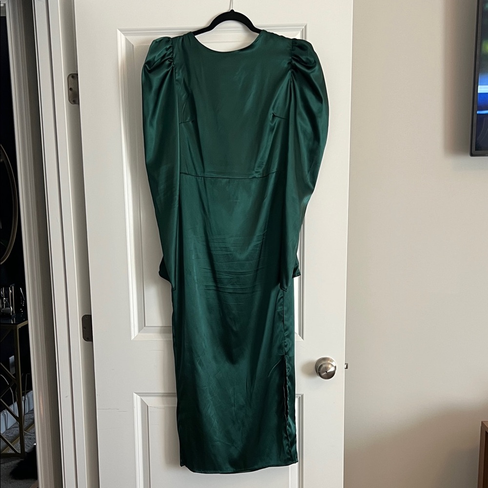 Elegant Green Satin Dress